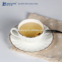 Unique Shape Boen China 2016 new Designs Glod Rim High Quality Coffee Ceramic Tea Cup and Saucer